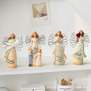 Juego de figuras de ángeles de resina, decoración del hogar, escultura artística, regalo para decoración familiar - Product Image 1