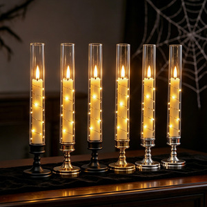 LED Long <b>Pole</b> Electronic Candle Lamp Ornament Remote Control String <b>Light</b> Simulation Candle Holder Wedding Decor Christmas Style - Product Image 3