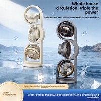 Nouveau ventilateur transfrontalier à trois têtes avec veilleuse, à moteur sans balais, réglage multi-angles, pour bureau et dortoir