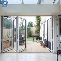 Puerta Plegable Exterior Resistente a Huracanes para Balcón de Villa, Puerta Plegable de Vidrio PVC