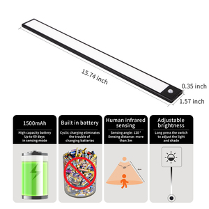 Siêu mỏng Led cảm biến chuyển động ánh sáng thiết kế hiện đại dải nhôm cho chiếu sáng trong nhà cho tủ bếp tủ quần áo phòng tắm - Product Image 5
