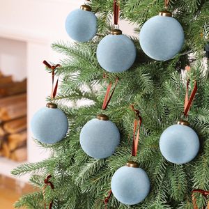 Juego de Bolas de Navidad Flocadas de 8CM, Adornos para Ventanas Navideñas, Decoraciones para Árboles de Navidad, Bolas Decorativas - Product Image 3