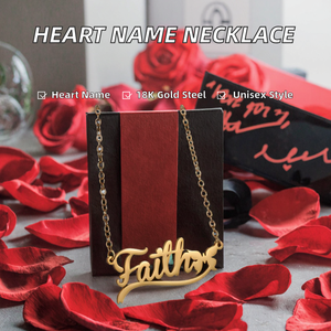 Custom Heart <b>Name</b> Necklace Personalized 18K Gold Plated Stainless Steel Cuban <b>Chain</b> Crown Nameplate Pendant Unisex Trendy Gift - Product Image 2