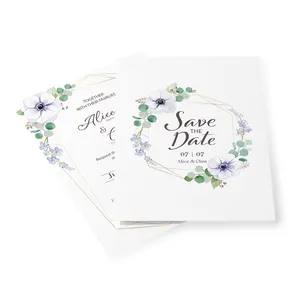 Personalizado luxo novo design de papel impressão, graças você casamento nome vows salvar a data cartão de convite casamento