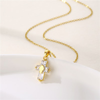 CZ Pierre Double Croix Pendentif Collier Personnaliser Or Plaqué En Acier Inoxydable Chaîne Hip Hop Cristal Croix Collier Accessoires