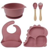 Vente en gros de produits pour bébés personnalisables, vaisselle en silicone de qualité alimentaire, ensembles d'alimentation pour bébés, ensembles pour nouveau-nés, cadeaux, assiettes pour bébés, bavoirs