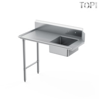 Table de travail commerciale pour vaisselle, utilisation gauche/droite, 30-3/8"W 46-1/4"H avec drain, finition polie, résistante à la corrosion, garantie 5 ans