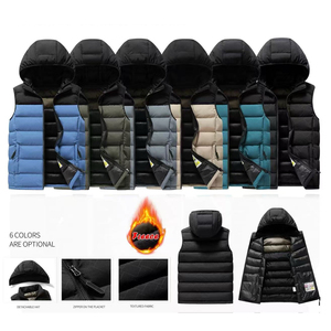 Gilet <span class=keywords><strong>Uomo</strong></span> Invernale su Misura, Ecologico e Antivento, Senza Maniche, con Blocchi di Colore, Gilet Trapuntato con Cappuccio Staccabile - Product Image 1