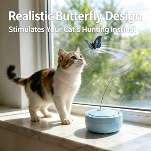 Electronic Butterfly <b>Cat</b> Teaser Wand - <b>Automatic</b> Self-Entertaining Kitten Energy Burn <b>Toy</b> - Product Image 5