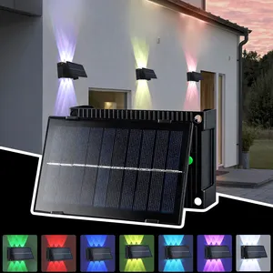 Güneş enerjili şarj dim su geçirmez sensör RGB 6 8 LED yukarı ve aşağı açık duvar işık lambası için rotasyon paneli ile bahçe