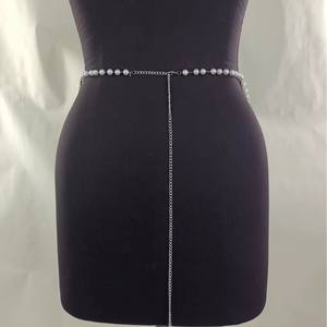 Cadena de cintura de perlas estilo europeo americano, cadena dorada de perlas de imitación, cadena corporal de un solo lazo para fiestas, joyería de moda. - Product Image 4