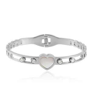 Heart Shape <b>Titanium</b> Steel Bracelet Gold Color Women's Fashion Jewelry Gift Bangle 1302 - Product Image 5