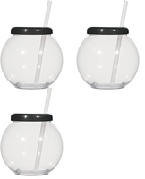 Bol à poisson souvenir en verre à cocktail en plastique avec couvercle et paille 24oz/42oz/46oz