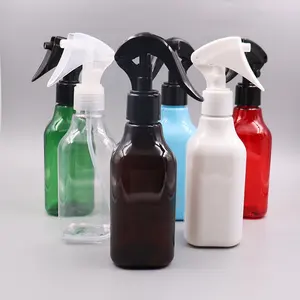 Rainbow 200ml square PET cosmetic plastic cleaning agent empty mist sprayer bottle with trigger