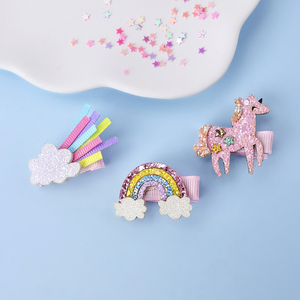 กิ๊บติดผมรูปเมฆน่ารัก 3 ชิ้น สีรุ้ง ประกายวิ้ง สำหรับเด็กผู้หญิง - Product Image 3