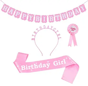 女の子の男の子の誕生日パーティーの装飾ファッションの誕生日パーティーサッシキングクラウンパーティー男の子の女の子の誕生日の装飾のためのエチケットベルト