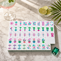 Juego de Mahjong Americano de Lujo con Reverso Cristalino, 166 Fichas Acrílicas con Grabado Artístico para Juego Social de Alta Gama
