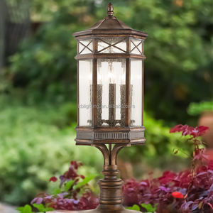ग्लास कॉलम बॉडी e12 बेस विंटेज शैली आउटडोर गार्डन पैटियो सजावट लालटेन लैंप नए स्तंभ मुख्य गेट रोशनी पोस्ट - Product Image 2