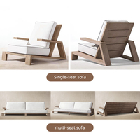 Meubles d'extérieur commerciaux avec table basse, repose-pieds, hôtel, resort, patio, luxe, coussins profonds durables, ensemble de canapés d'extérieur en teck