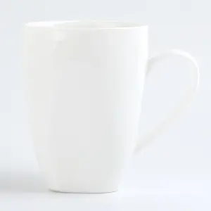 300毫升定制设计白色方形形状陶瓷瓷器咖啡茶杯