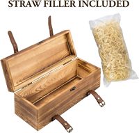 Porte-bouteille de vin unique en bois avec sangles à boucle en similicuir Loquet de verrouillage Boîte-cadeau élégante Panneau mural Artisanat en bois artisanal