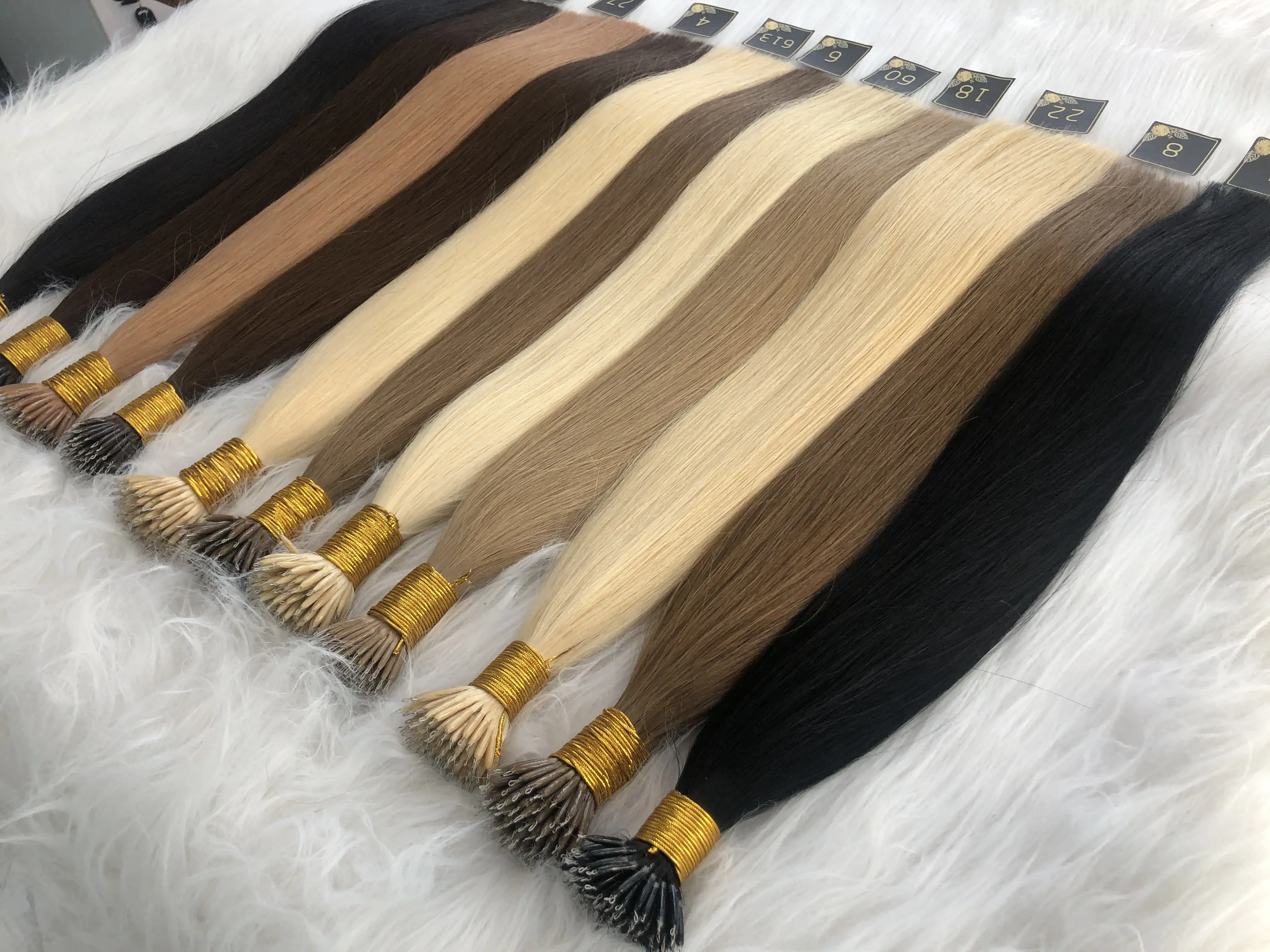 Double anneau russe Remy Nano Ring Extension de cheveux humains à la kératine