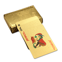 Cartes de poker personnalisées en PVC plastique imperméable de qualité supérieure, feuille d'or 24 carats, cartes de jeu en or 999,9 personnalisées