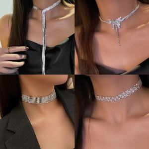 Luxe Zircon <span class=keywords><strong>Bowknot</strong></span> couches goutte d'eau collier femmes mode papillon chaîne charme géométrique collier pour cadeau mariage - Product Image 4