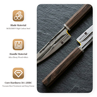 Couteau de cuisine utilitaire de qualité supérieure, style japonais, 5 pouces, acier à haute teneur en carbone 50Cr15MoV, manche en bois d'ébène octogonal