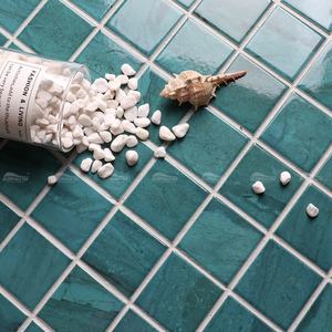 2x2 estilo <span class=keywords><strong>caribe</strong></span>ño Hotel baño ducha decoración de pared 48x48mm cuadrado cerámica inyección de tinta impresión verde esmaltado <span class=keywords><strong>piscina</strong></span> mosaico azulejo - Product Image 1