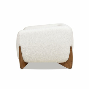 كرسي بذراع استرخاء أبيض بنمط اسكندنافي حديث منجد على الطراز الاسكندنافي - Product Image 5