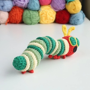 Gran oferta, juguete de orugas coloridas de ganchillo 100%, juguete de oruga hambrienta de ganchillo hecho a mano, muñeco de Animal de punto de peluche para niños - Product Image 3