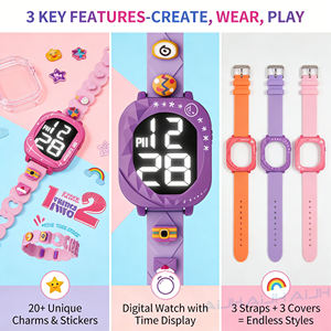 Kit de fabrication de montres DIY AiJH, décorations de dessins animés, beauté artisanale, éducatif, avec pile bouton intégrée, montre intelligente, bijoux, jouet pour enfants - Product Image 3