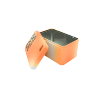 Usine design créatif haut de gamme personnalisé simple boîte d'emballage bouteille de parfum carton orange boîte en fer blanc ensemble