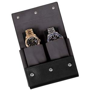 Caja de Almacenamiento Rectangular para Relojes, de Cuero Genuino con Patrón Nappa, Diseño de Bloques de Color, para Colección de Relojes, de Viaje, con Tapa Abatible en Color Contrastante - Product Image 2