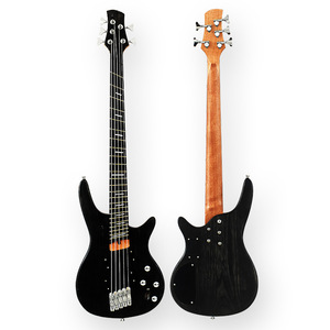 Basso Elettrico a 5 Corde di Alta Qualità Corpo in Legno di Olmo Nero Hardware Cromato Servizio Personalizzato Disponibile - Product Image 1