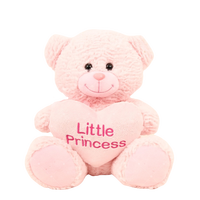Ours en peluche personnalisé ODM OEM ourson en peluche bleu rose brodé coeur certifié CE anti-stress saint valentin 15-35cm dessin animé