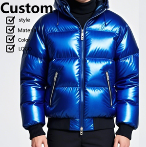 Veste d'extérieur matelassée imperméable en duvet d'oie de luxe sur mesure, taille plus, pour homme - Product Image 1