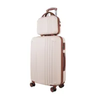 กระเป๋าเดินทางใบใหญ่สไตล์วินเทจสำหรับผู้หญิง,ชุด2ชิ้นกระเป๋าเดินทางแบบแข็งสีชมพูย้อนยุคน่ารักขนาด20"