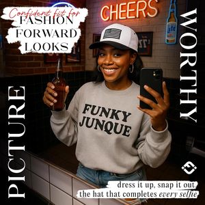 Sombrero Snapback curvo de 5 paneles de Mezclilla-Gorra ajustable de 2 tonos Bordado 3D Hebilla de metal Unisex Cowboy Dad High - Product Image 6