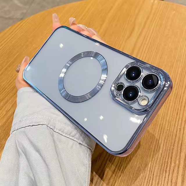 Simple Clear Magnetic Case for Iphone18 17 16 15 14 Pro Max Soft Electroplated Mobile Phone Cases Shockproof Protect Cell Phone