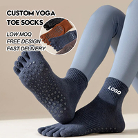 Chaussettes de Yoga de haute qualité à 5 orteils avec poignée pour femmes Chaussettes antidérapantes Barre Pilates Chaussettes de Yoga personnalisées