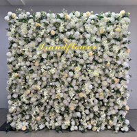 Toile de fond murale en fleurs 3D soyeuses, panneau floral blanc, décoration de fond pour mariage, événement, fête