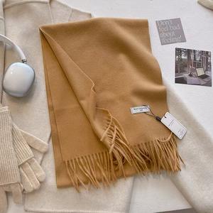 وشاح كلاسيكي بتصميم كوري لخريف وشتاء، وشاح راقٍ وعصري من الصوف الخالص، دافئ للنساء والأزواج، شالات تقليدية جديدة - Product Image 2