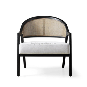 FERLY, juegos de muebles para sala de estar, brazo de madera de lujo moderno, pierna en forma de V invertida, respaldo inclinado, sillón de cuero - Product Image 1