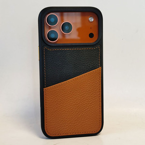 Étui de téléphone antichoc en cuir véritable <span class=keywords><strong>Togo</strong></span> de qualité supérieure avec pare-chocs en caoutchouc et porte-cartes pour iPhone 17 Pro Max - Product Image 2