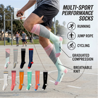 Chaussettes de compression multisports pour hommes et femmes, respirantes, performantes, pour la course à pied, avec soutien amortissant, anti-fatigue, 10-20 mmHg