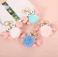 Porte-clés en peluche avec pompon, boule de crabe, boule de fourrure, boule de peluche