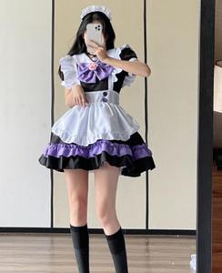 Taglie forti <span class=keywords><strong>abito</strong></span> da cameriera Super carino <span class=keywords><strong>abito</strong></span> grande fiocco Lolita abbigliamento donna capo rosa e blu vestito carino - Product Image 4