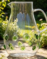 Pichet à eau froide en verre transparent personnalisé pour la maison, avec poignée, vente en gros
